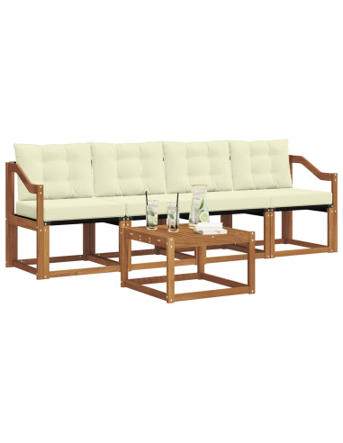 Set di divani con cuscino 5 pcs Naturale e Crema