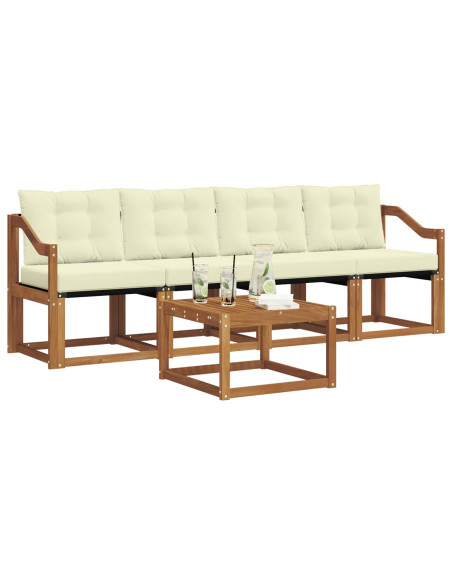 Set di divani con cuscino 5 pcs Naturale e Crema