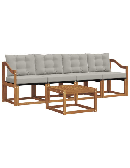 Set di divani con cuscino 5 pcs Grigio Naturale e Chiaro