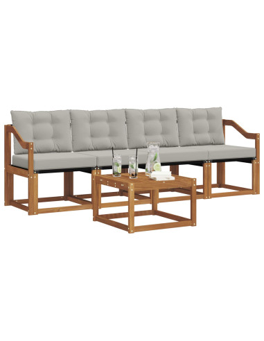 Set di divani con cuscino 5 pcs Grigio Naturale e Chiaro