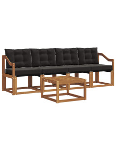 Set di divani con cuscino 5 pcs Naturale e Nero 2
