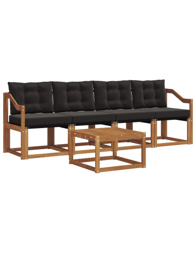 Set di divani con cuscino 5 pcs Naturale e Nero
