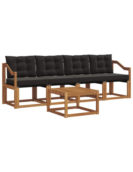 Set di divani con cuscino 5 pcs Naturale e Nero