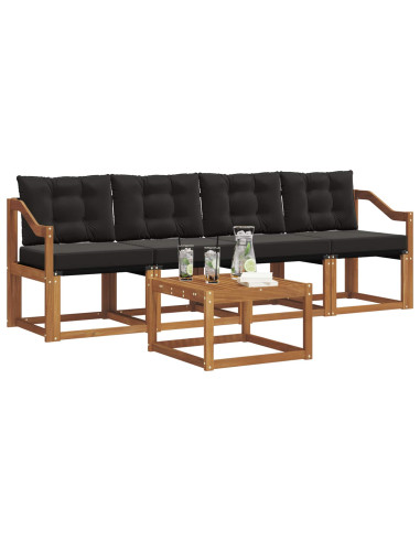 Set di divani con cuscino 5 pcs Naturale e Nero