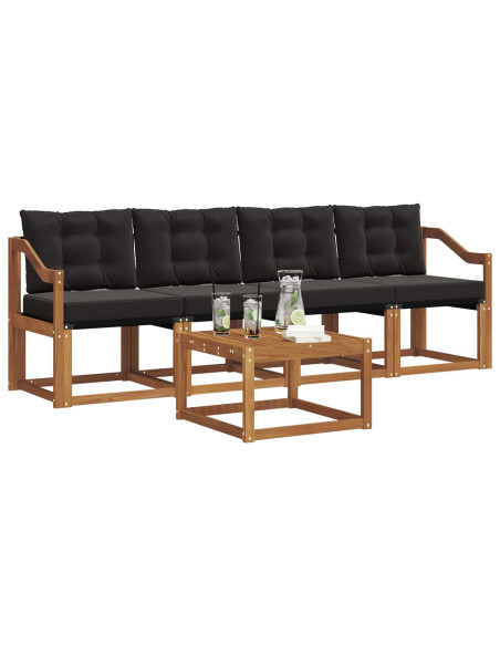 Set di divani con cuscino 5 pcs Naturale e Nero