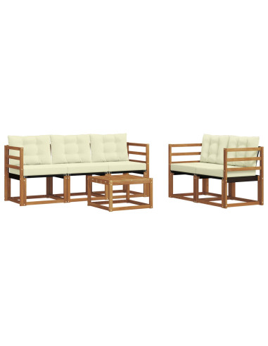 Set di divani con cuscino 6 pcs Naturale e Crema