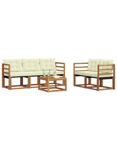 Set di divani con cuscino 6 pcs Naturale e Crema