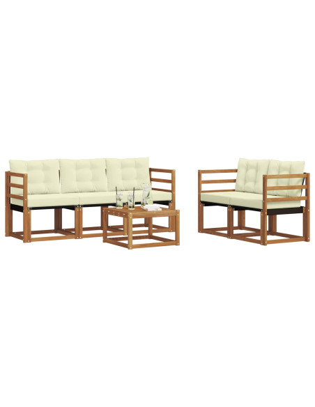 Set di divani con cuscino 6 pcs Naturale e Crema