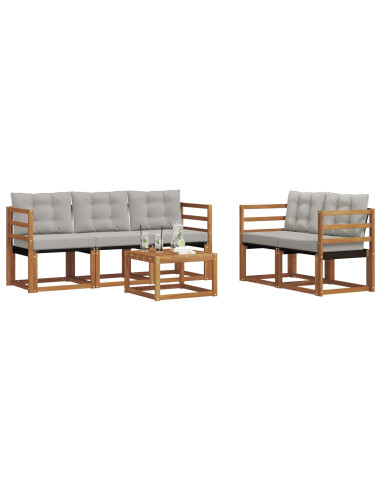 Set di divani con cuscino 6 pcs Grigio Naturale e Chiaro