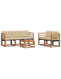 Set di divani con cuscino 6 pcs Naturale e Beige 2
