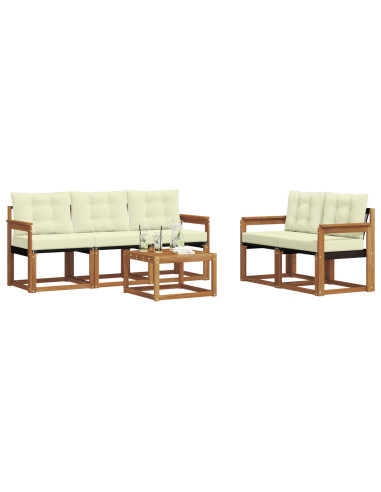 Set di divani con cuscino 6 pcs Naturale e Crema