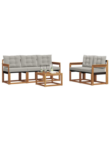 Set di divani con cuscino 6 pcs Grigio Naturale e Chiaro
