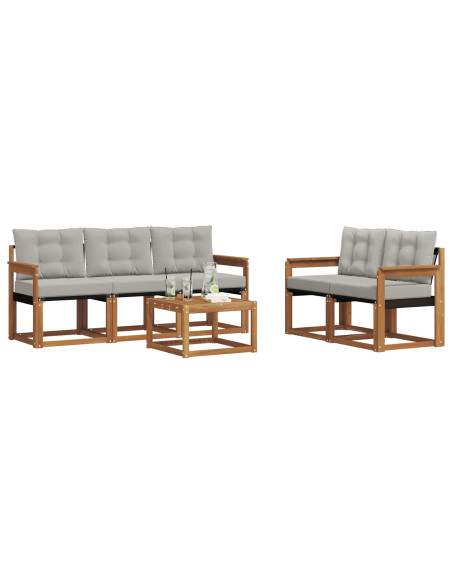 Set di divani con cuscino 6 pcs Grigio Naturale e Chiaro