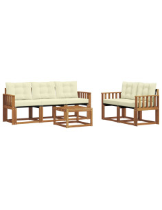 Set di divani con cuscino 6 pcs Naturale e Crema 2