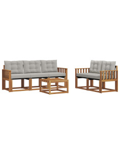 Set di divani con cuscino 6 pcs Grigio Naturale e Chiaro 2