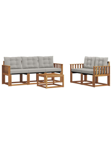 Set di divani con cuscino 6 pcs Grigio Naturale e Chiaro