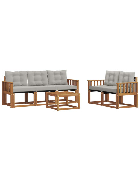 Set di divani con cuscino 6 pcs Grigio Naturale e Chiaro