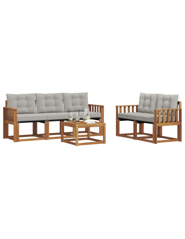Set di divani con cuscino 6 pcs Grigio Naturale e Chiaro