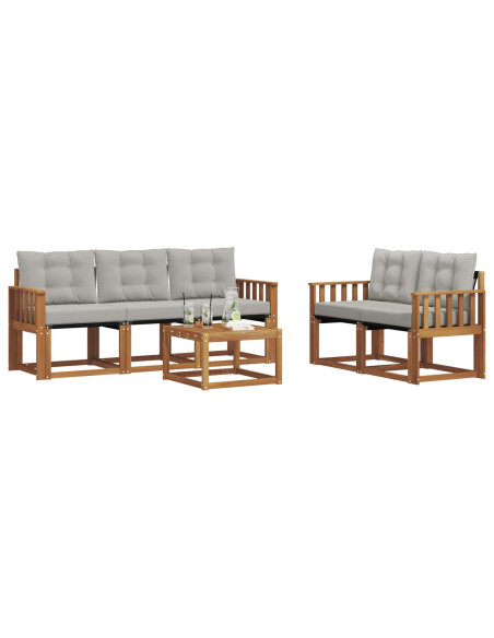 Set di divani con cuscino 6 pcs Grigio Naturale e Chiaro