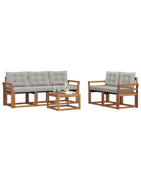 Set di divani con cuscino 6 pcs Grigio Naturale e Chiaro