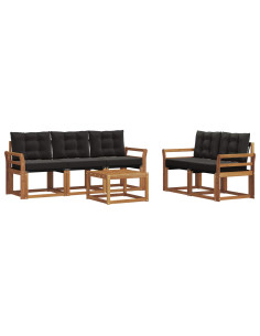 Set di divani con cuscino 6 pcs Naturale e Nero 2