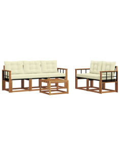 Set di divani con cuscino 6 pcs Naturale e Crema 2
