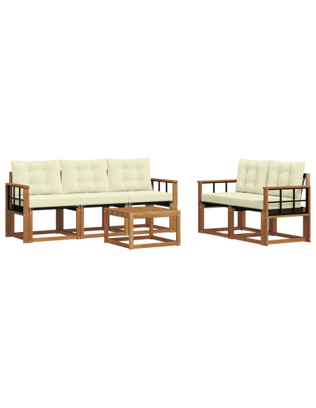 Set di divani con cuscino 6 pcs Naturale e Crema