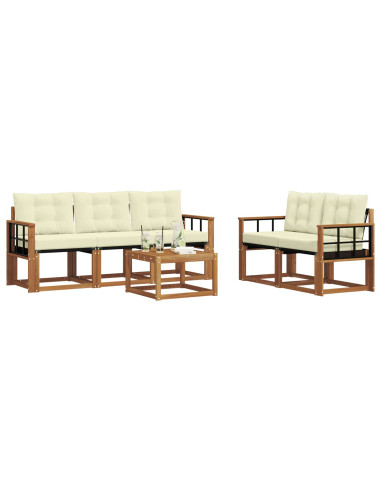Set di divani con cuscino 6 pcs Naturale e Crema