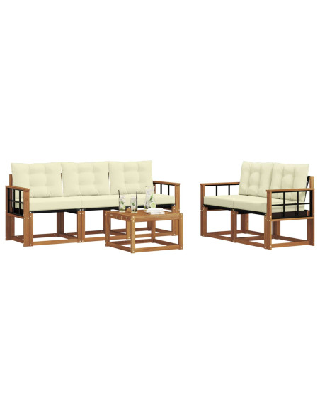 Set di divani con cuscino 6 pcs Naturale e Crema