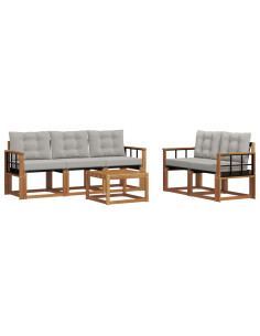 Set di divani con cuscino 6 pcs Grigio Naturale e Chiaro 2