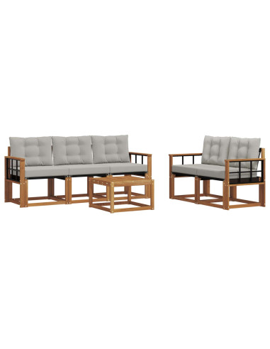 Set di divani con cuscino 6 pcs Grigio Naturale e Chiaro