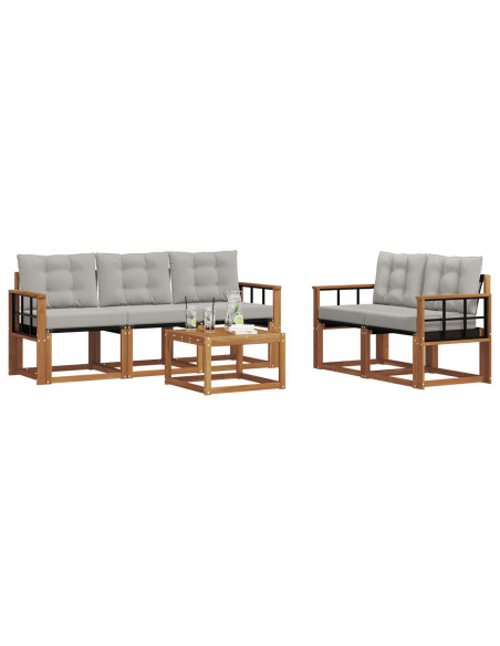 Set di divani con cuscino 6 pcs Grigio Naturale e Chiaro