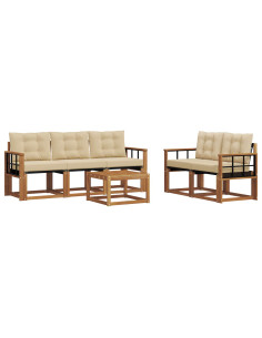 Set di divani con cuscino 6 pcs Naturale e Beige 2
