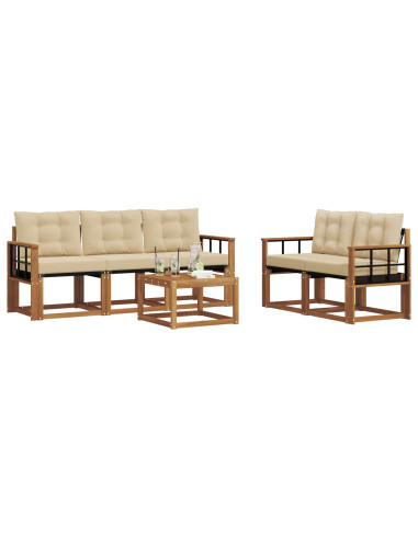 Set di divani con cuscino 6 pcs Naturale e Beige
