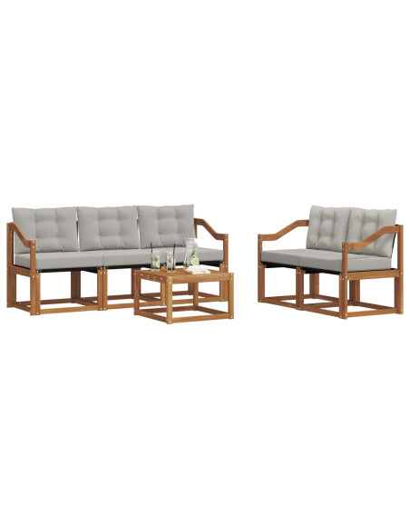 Set di divani con cuscino 6 pcs Grigio Naturale e Chiaro