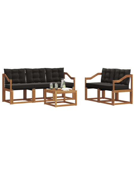 Set di divani con cuscino 6 pcs Naturale e Nero