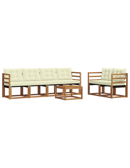 Set di divani con cuscino 7 pcs Naturale e Crema