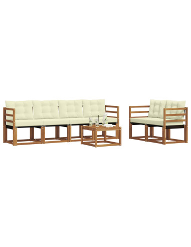 Set di divani con cuscino 7 pcs Naturale e Crema