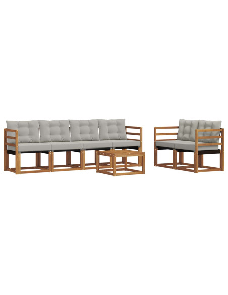 Set di divani con cuscino 7 pcs Grigio Naturale e Chiaro