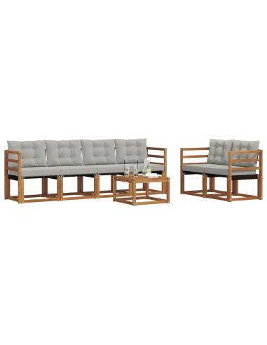 Set di divani con cuscino 7 pcs Grigio Naturale e Chiaro