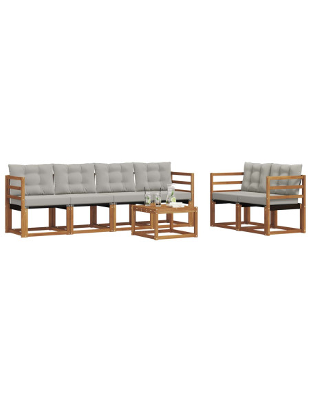 Set di divani con cuscino 7 pcs Grigio Naturale e Chiaro