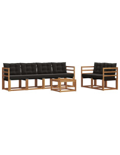 Set di divani con cuscino 7 pcs Naturale e Nero 2