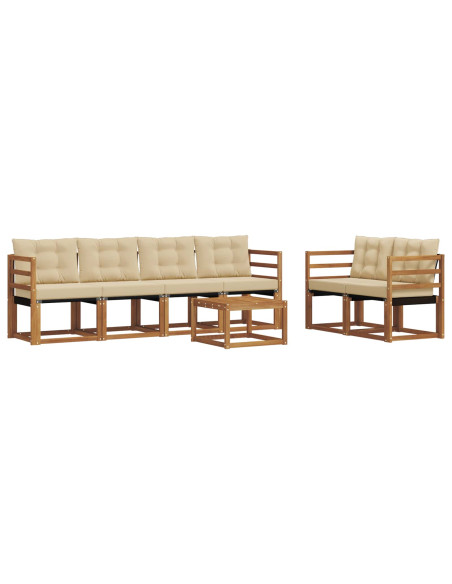 Set di divani con cuscino 7 pcs Naturale e Beige