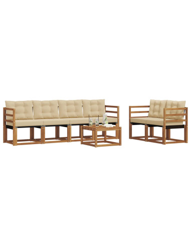 Set di divani con cuscino 7 pcs Naturale e Beige
