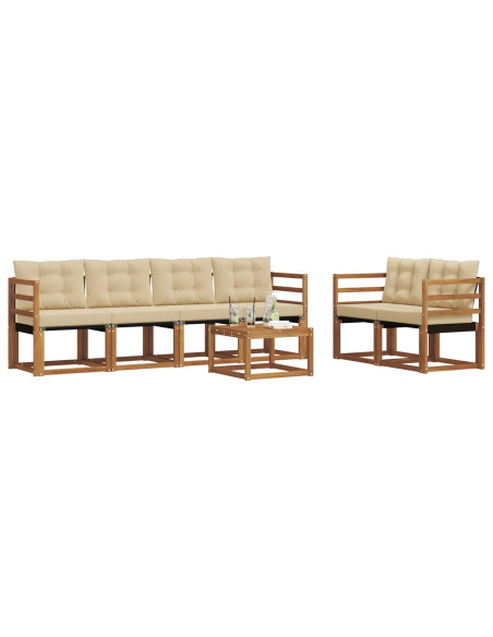 Set di divani con cuscino 7 pcs Naturale e Beige