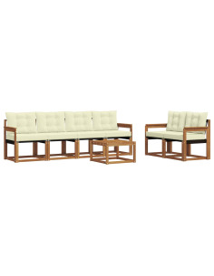 Set di divani con cuscino 7 pcs Naturale e Crema 2