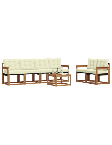 Set di divani con cuscino 7 pcs Naturale e Crema