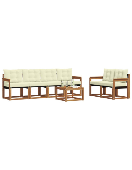 Set di divani con cuscino 7 pcs Naturale e Crema