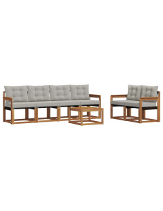 Set di divani con cuscino 7 pcs Grigio Naturale e Chiaro 2