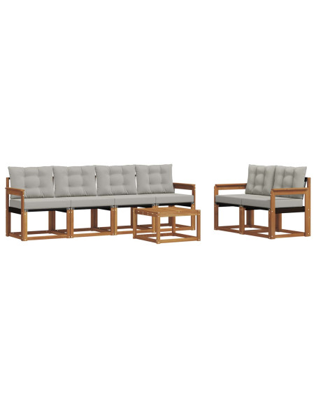 Set di divani con cuscino 7 pcs Grigio Naturale e Chiaro